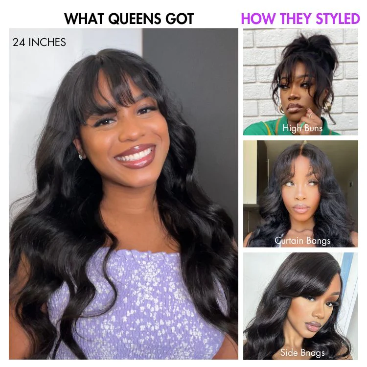 TRILL Wig 180% Density Loose Body Wave Glueless 7x6 Closure HD Lace Human Hair Wig with Bangs Pre-Cut Lace - Image 11