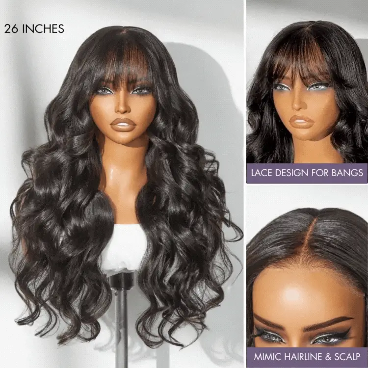 TRILL Wig 180% Density Loose Body Wave Glueless 7x6 Closure HD Lace Human Hair Wig with Bangs Pre-Cut Lace - Image 12