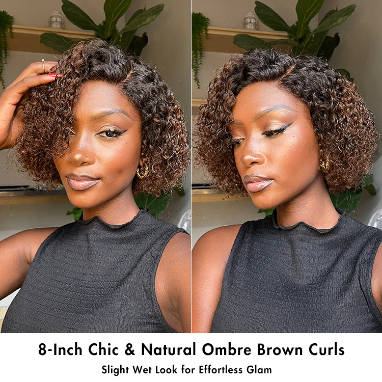 Trendy Short Cut Curly Minimalist HD Lace Glueless Side Part Wig 100% Human Hair - Image 8