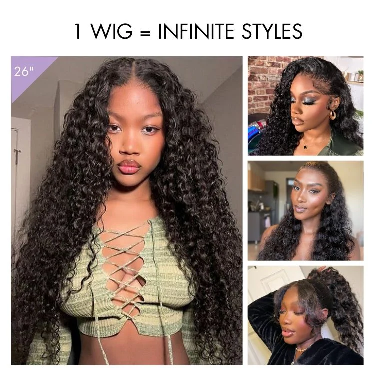 TRILL 180% / 250% Density Water Wave Glueless Flexi-Fit Drawstring 13x4 Frontal Lace Fluffy Curly Wig Pre-Cut Lace - Image 5