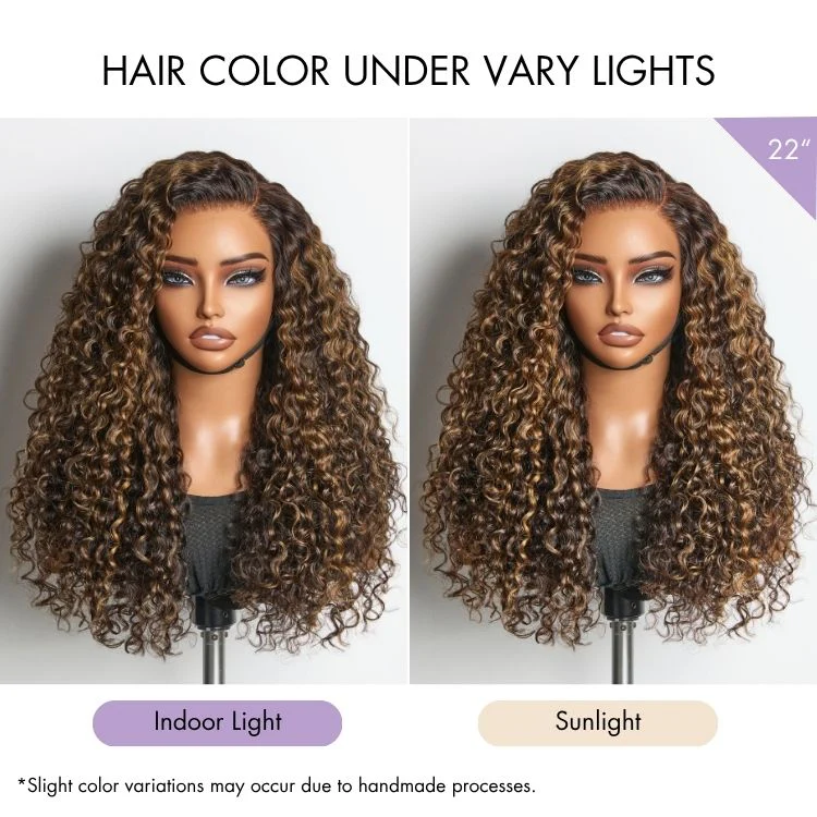 TRILL Wig PartingMax Brown Highlights Funmi Curly 7x6 Closure HD Lace Glueless Wig Pre Cut Lace - Image 2