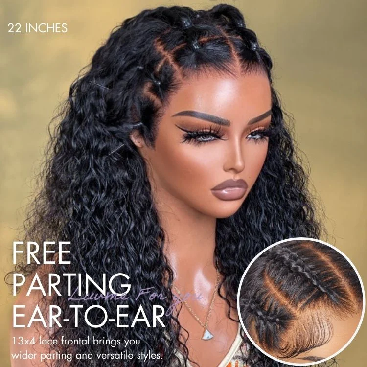 TRILL 180% / 250% Density Water Wave Glueless Flexi-Fit Drawstring 13x4 Frontal Lace Fluffy Curly Wig Pre-Cut Lace - Image 6