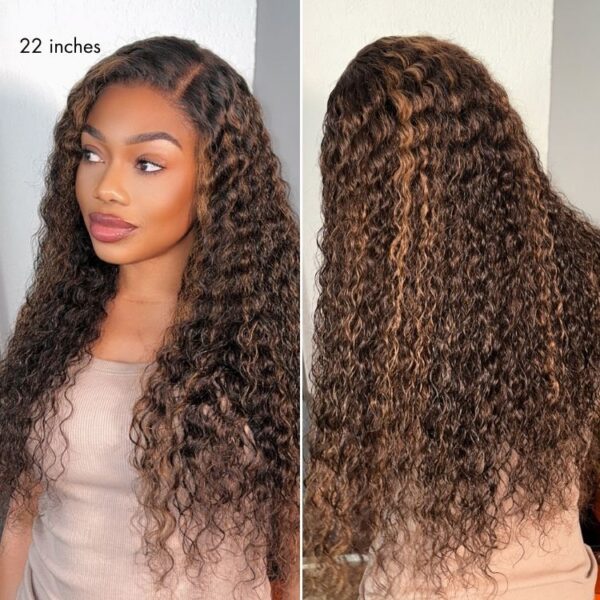 TRILL Wig PartingMax Brown Highlights Funmi Curly 7x6 Closure HD Lace Glueless Wig Pre Cut Lace