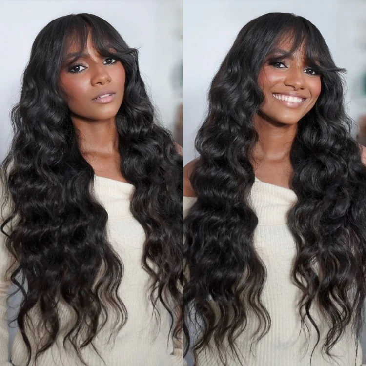 TRILL Wig 180% Density Loose Body Wave Glueless 7x6 Closure HD Lace Human Hair Wig with Bangs Pre-Cut Lace - Image 3
