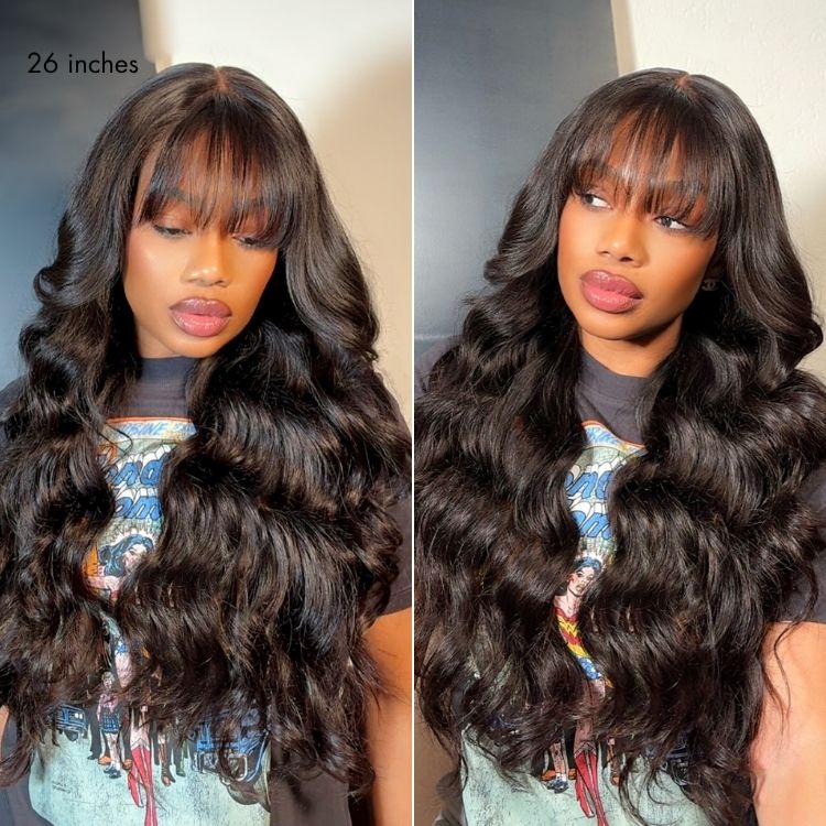 TRILL Wig 180% Density Loose Body Wave Glueless 7x6 Closure HD Lace Human Hair Wig with Bangs Pre-Cut Lace - Image 6