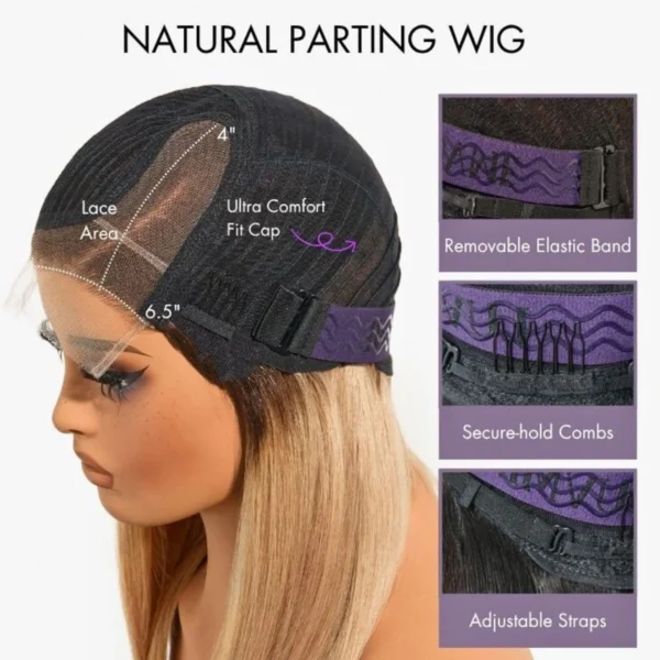 Ready to Go Blonde Highlight / Natural Black Water Wave Short Curly Bob Wig Glueless Minimalist HD Lace Wig Pre-Cut Lace