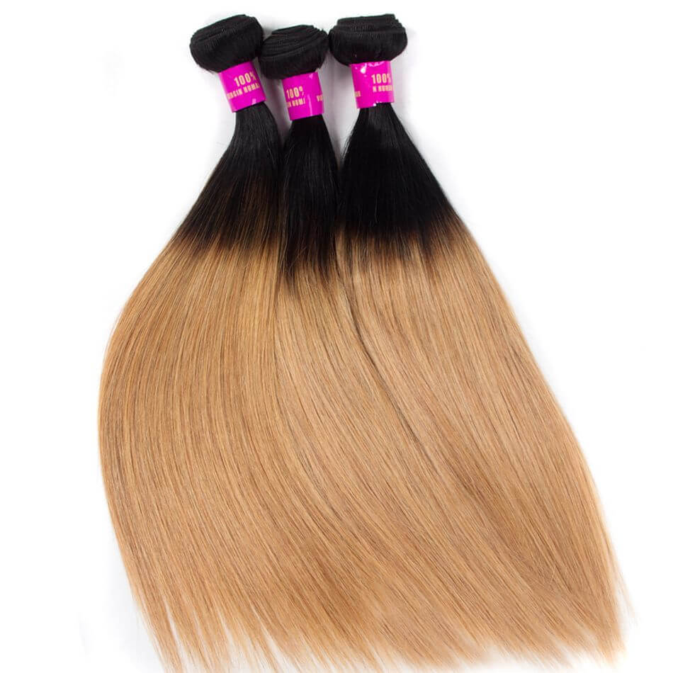 Peruvian Ombre Hair 1B/27 Ombre Blonde Straight Human Hair