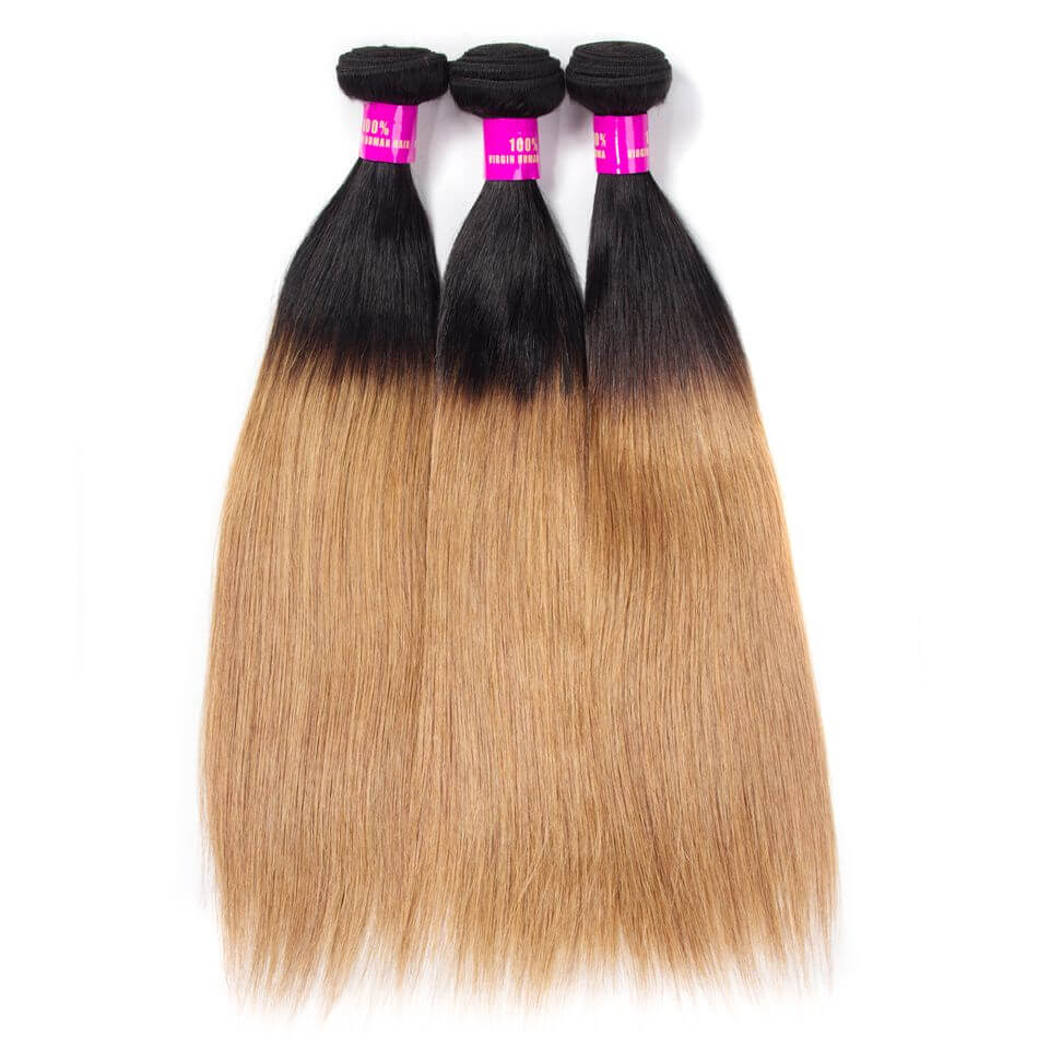Peruvian Ombre Hair 1B/27 Ombre Blonde Straight Human Hair 4