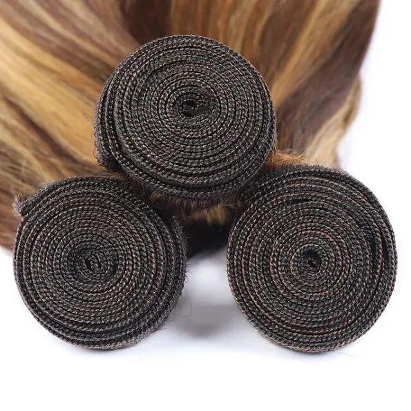 Highlight Honey Blonde Straight Hair Human Hair Weave 3/4 Bundles P4/27 Color - Image 9