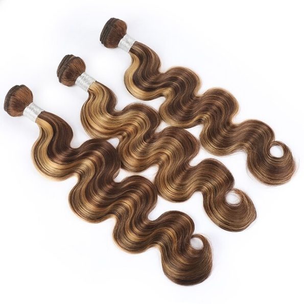 Highlight Honey Blonde Body Wave Human Hair Weave 3/4 Bundles P4/27 Color - Image 7
