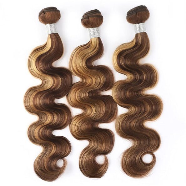 Highlight Honey Blonde Body Wave Human Hair Weave 3/4 Bundles P4/27 Color - Image 6