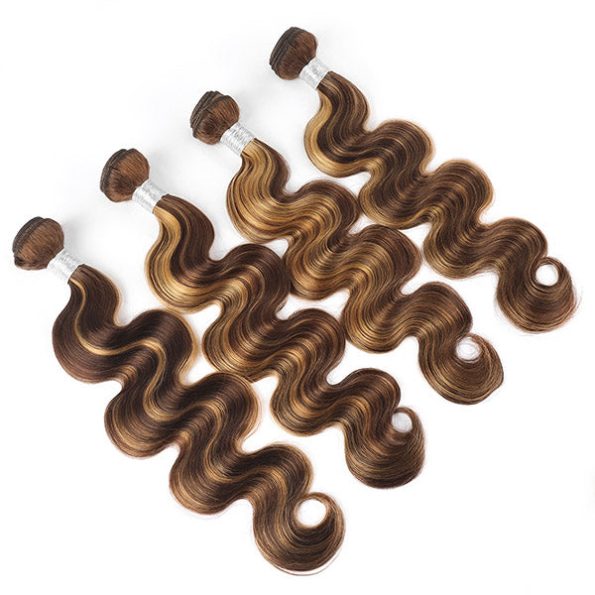 Highlight Honey Blonde Body Wave Human Hair Weave 3/4 Bundles P4/27 Color - Image 5