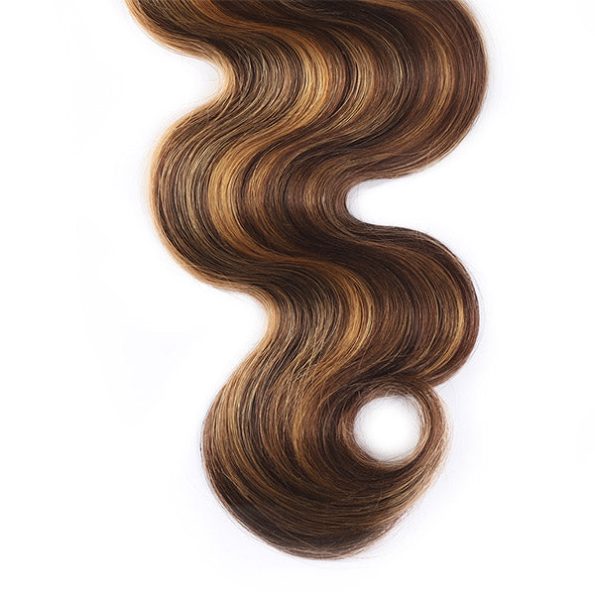 Highlight Honey Blonde Body Wave Human Hair Weave 3/4 Bundles P4/27 Color - Image 4
