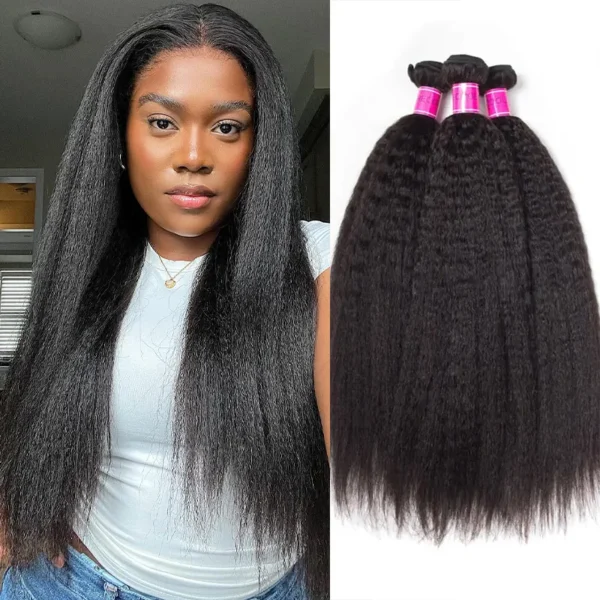 Kinky Straight Hair Indian Virgin Hair 3 Bundles
