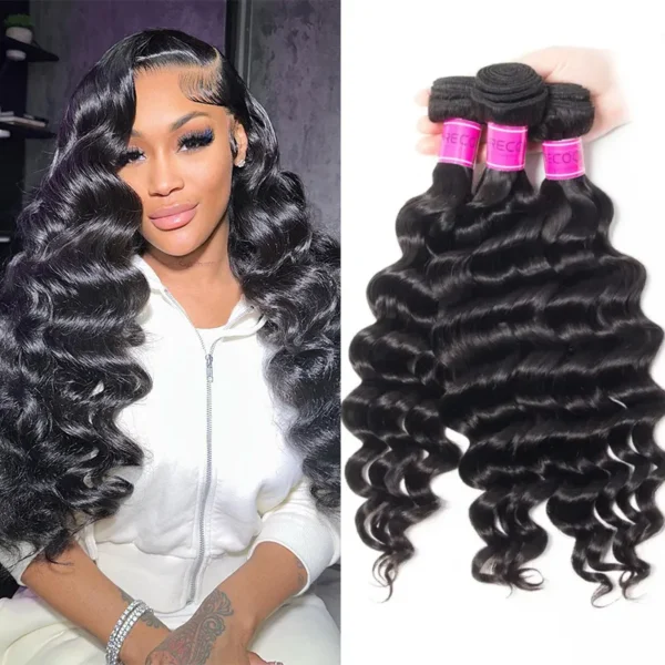ol Hair Loose Deep Wave 3 Bundles 10A Brazilian Hair Weave Bundles