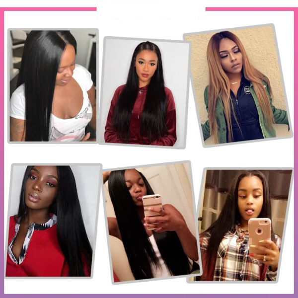 Straight human hair bundles