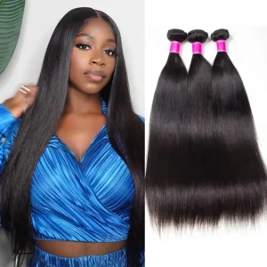 Hair Brazilian Straight Human Hair 3 Bundles Natural Black Color 100%