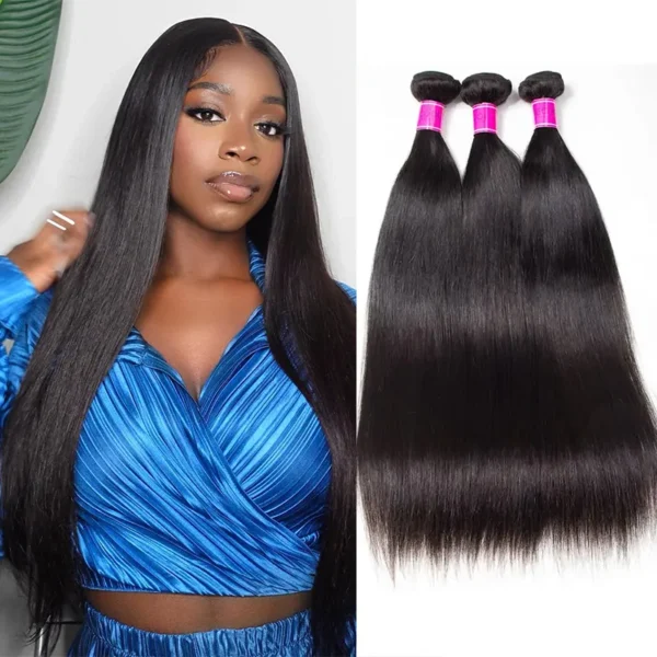 Hair Brazilian Straight Human Hair 3 Bundles Natural Black Color 100%