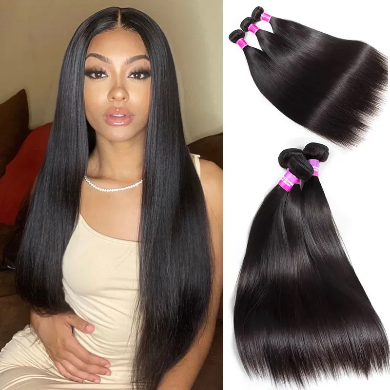 Peruvian Hair Straight 3 Bundles Remy Virgin Human Hair Weave Bundles