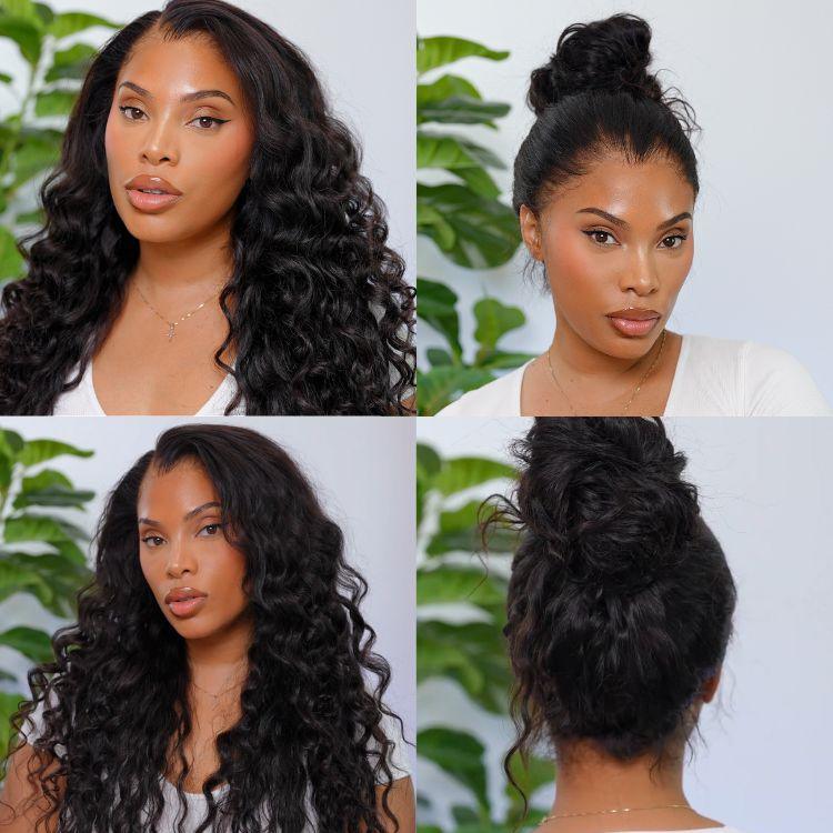 Water Wave 360 Lace Flexi-Fit Invisi Drawstring Cap Long Wig 100% Human Hair Pre-bleached & Pre-plucked & Pre-Cut Lace - Image 3