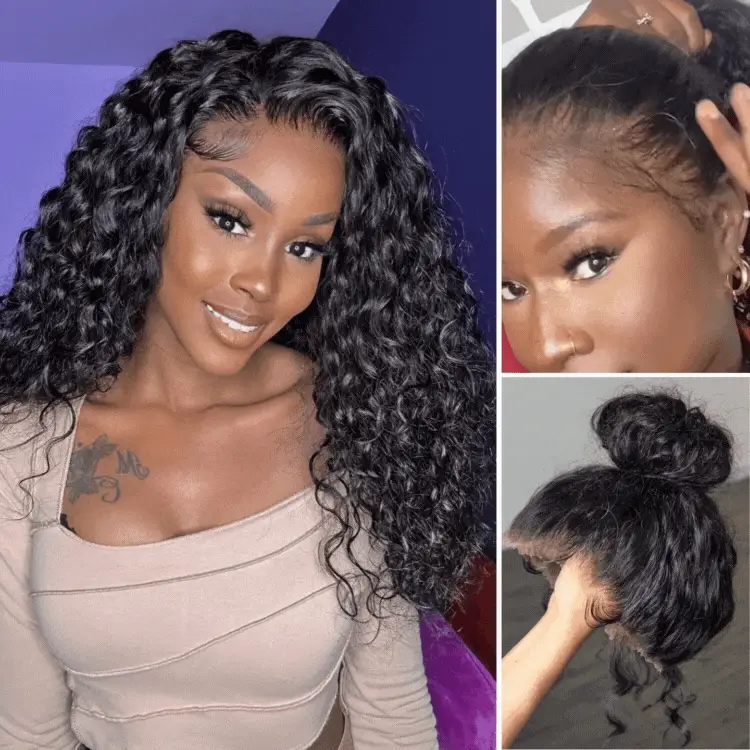 TRILL Wigs | 360 HD Lace Super Natural Hairline Invisi Drawstring Cap Water Wave Free Part Human Hair Wig Pre-Cut Lace - Image 3