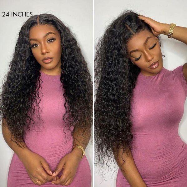 Water Wave 360 Lace Flexi-Fit Invisi Drawstring Cap Long Wig 100% Human Hair Pre-bleached & Pre-plucked & Pre-Cut Lace