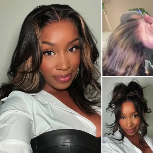 TRILL Blonde Mix Black Loose Wave Glueless 5x5 HD Lace Closure Wig Large & Small Cap