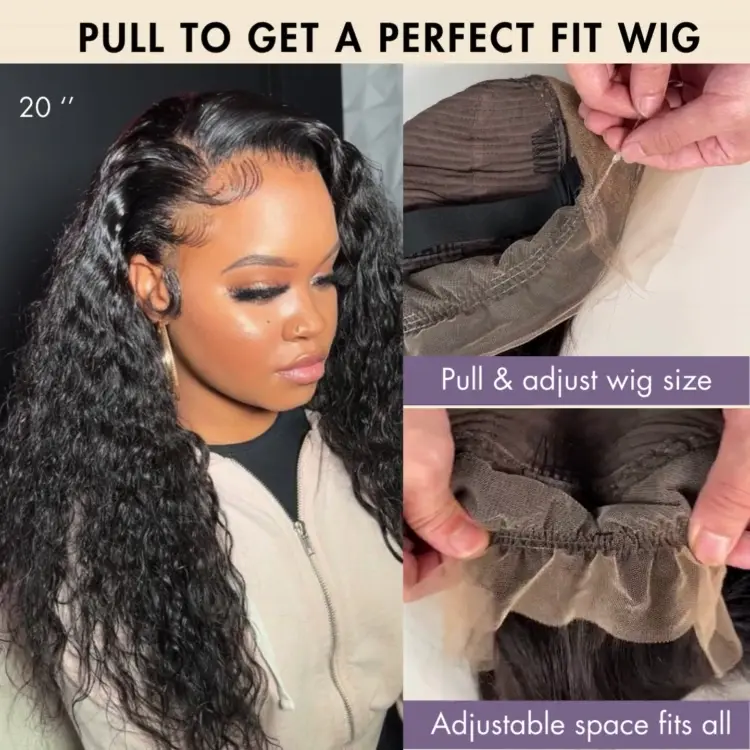 TRILL Wigs | 360 HD Lace Super Natural Hairline Invisi Drawstring Cap Water Wave Free Part Human Hair Wig Pre-Cut Lace - Image 4