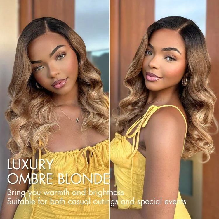 TRILL Wigs | Gorgeous Ombre Color Loose Wave Glueless 13x4 Frontal Lace Blonde Hair Wig Pre-cut Lace - Image 3