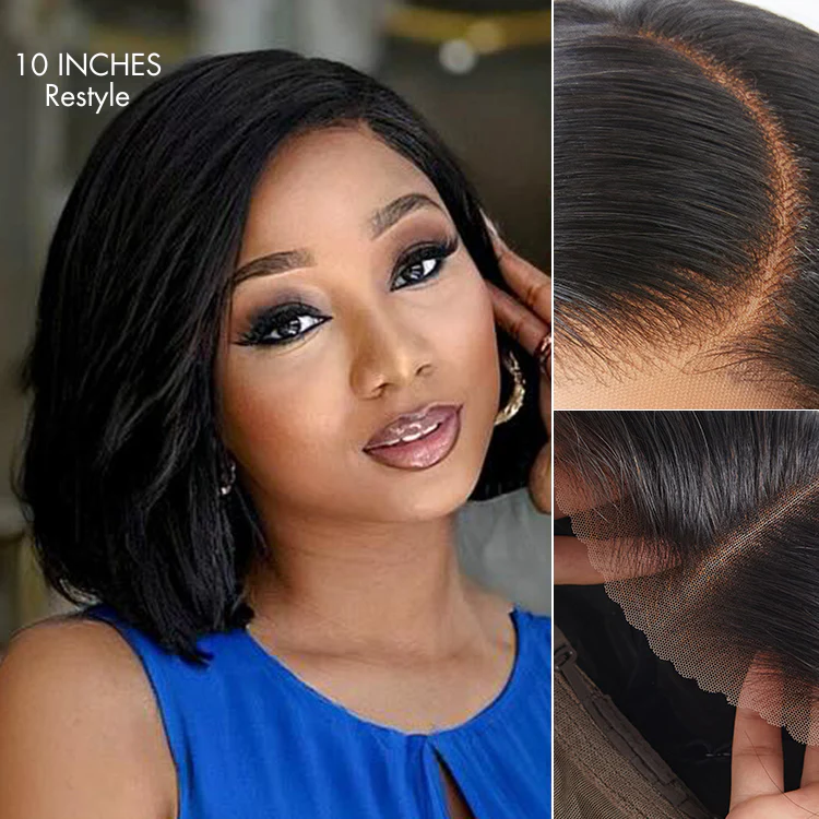 Layered Cut Yaki Straight Left C Part Glueless Minimalist HD Lace Bob Wig Ready to Go - Image 3