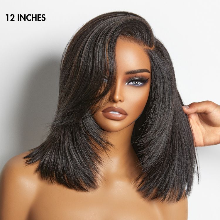 Layered Cut Yaki Straight Left C Part Glueless Minimalist HD Lace Bob Wig Ready to Go - Image 2