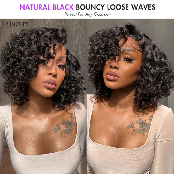 TRILL Hair Mature Bouncy Curl Left C Part Glueless Minimalist HD Lace Wig Pre-Cut Lace