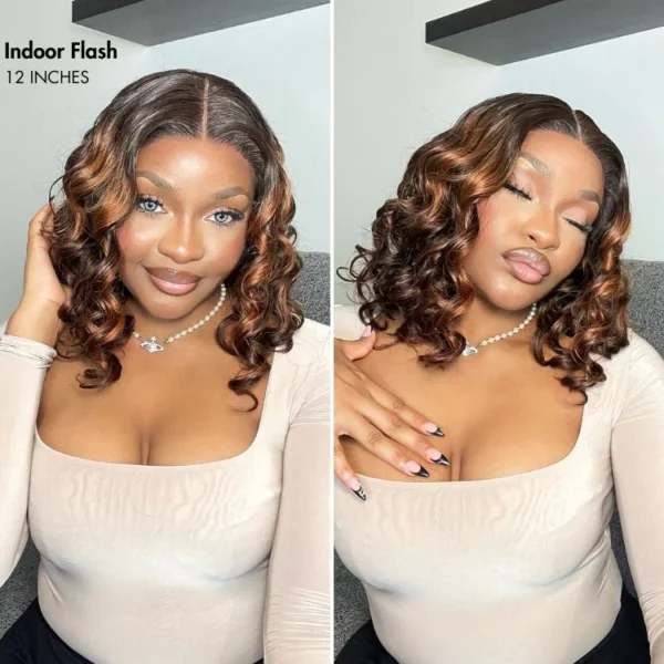 TRILL Hair 180% Density Elegant Brown Ombre Loose Wave Minimalist HD Lace Glueless Wig Pre-Cut Lace - US Only