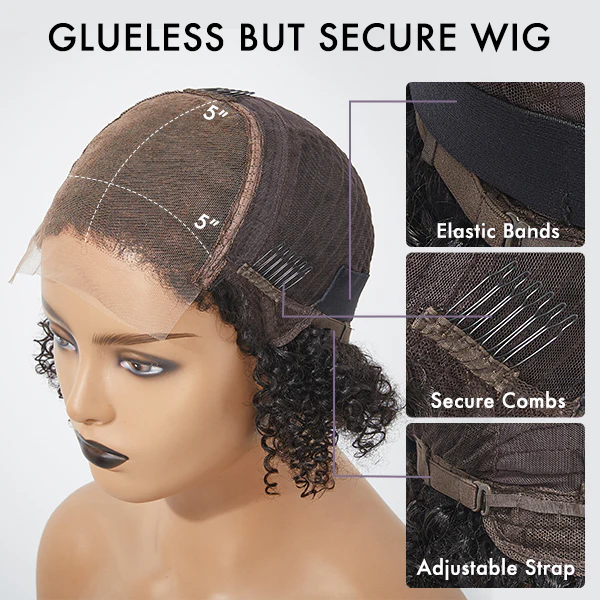 Fluffy Brown Ombre Highlights Water Wave Glueless 5x5 Closure HD Lace Long Curly Wig Breathable Cap - Image 3