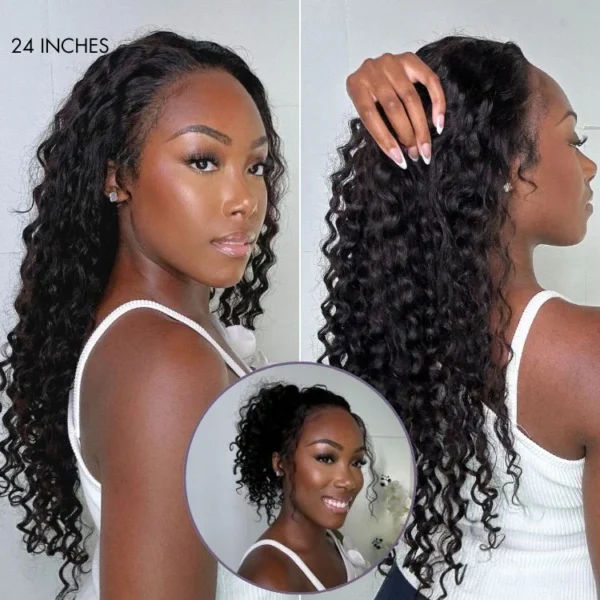 TRILL Wigs | 360 HD Lace Super Natural Hairline Invisi Drawstring Cap Water Wave Free Part Human Hair Wig Pre-Cut Lace