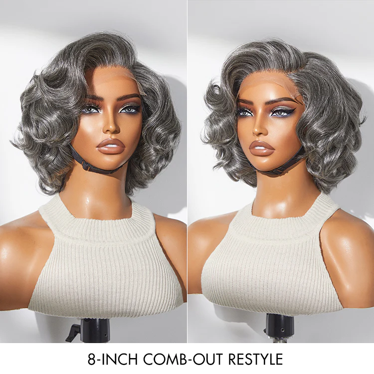 1 SEC INSTALL WIG | Mature Boss Brown Ombre Highlight / Natural Black / Salt and Pepper Loose Wave Glueless Minimalist HD Lace Wig - Image 6