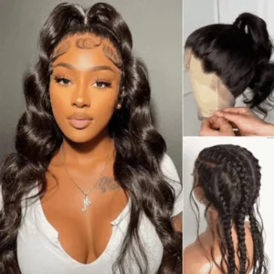 TRILL Hair Full Lace Classy Natural Black Body WaveFree Parting Half Up Half Down Wig Invisi Drawstring Cap Pre-cut Lace
