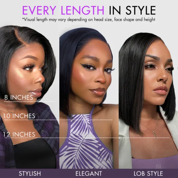 TRILL Wigs - Nature Max Yaki / Silky Bob Ear-to-Ear Glueless 13x6 Frontal HD Lace Short Bob Wig