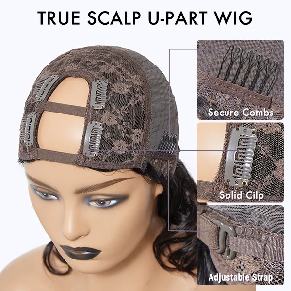 Body Wave / Straight / Kinky / Deep Wave Human Hair U Part Wig - Image 7