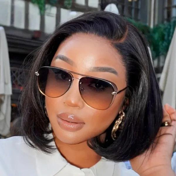 TRILL Wigs - Natural Black / Blonde Highlight C Part Glueless Lace Front Bob Wig