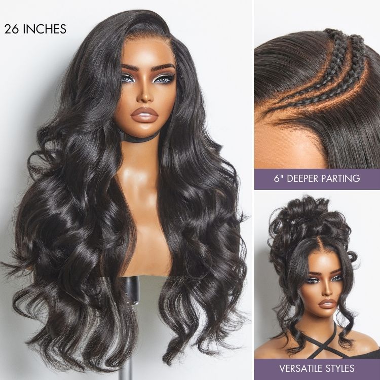 TRILL All-Day Comfort Wig 180% Density Layered Light Yaki Straight / Loose Body Wave Glueless 7x6 Closure HD Lace Human Hair Wig Pre-Cut - Image 10