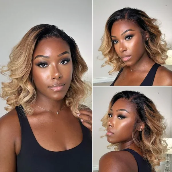 TRILL Wigs | Gorgeous Ombre Color Loose Wave Glueless 13x4 Frontal Lace Blonde Hair Wig Pre-cut Lace