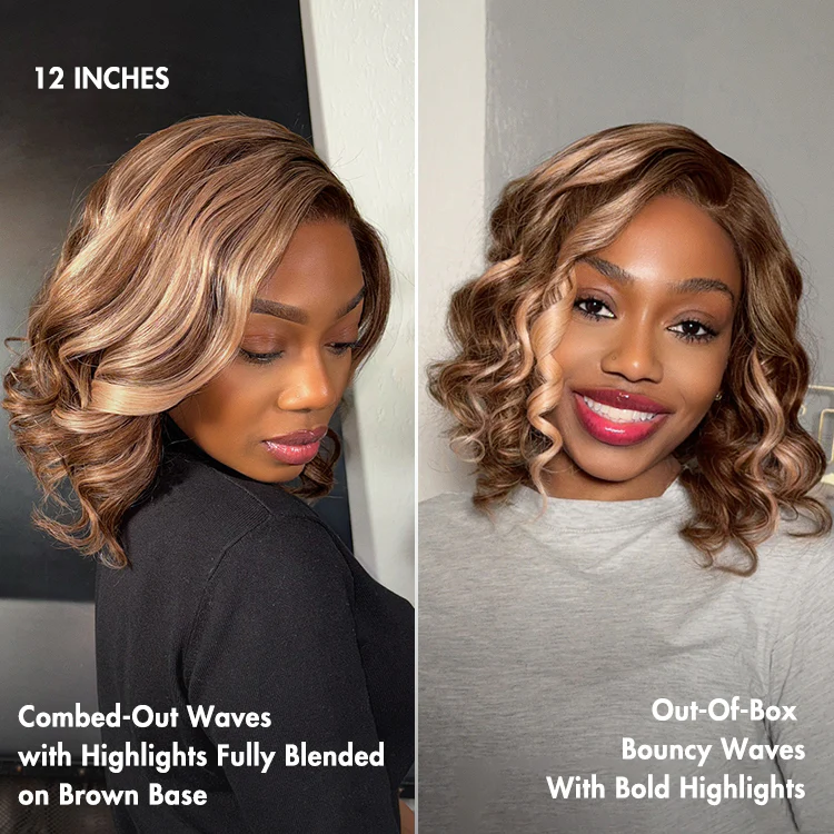 Ash Blonde Highlight Loose Wave Glueless Minimalist HD Lace Short Wavy Wig Pre-Cut Lace - Image 3