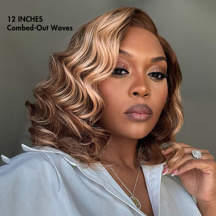 Ash Blonde Highlight Loose Wave Glueless Minimalist HD Lace Short Wavy Wig Pre-Cut Lace - Image 2