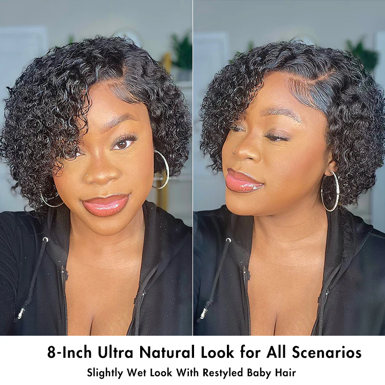 1 SEC INSTALL WIG | Honey Blonde Highlight / Natural Black Kinky Curly Glueless Minimalist HD Lace Classic Short Wig Pre-Cut Lace - Image 3