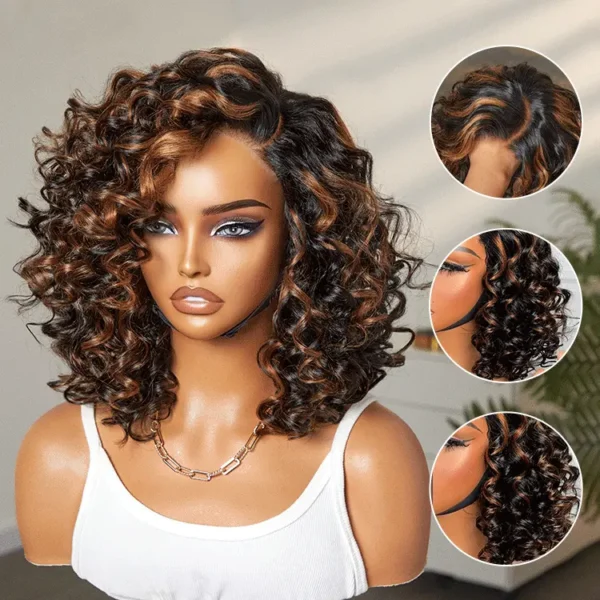 TRILL Hair Mature Bouncy Curl Left C Part Glueless Minimalist HD Lace Wig Pre-Cut Lace