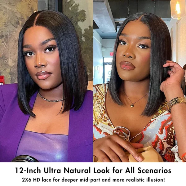 TRILL Wigs | Silky Blunt Cut Glueless 2x6 / 5x5 Closure Lace Shoulder Length Bob Wig Pre Plucked & Bleached