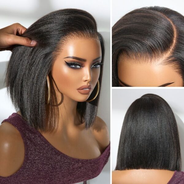 TRILL Wigs - Nature Max Yaki / Silky Bob Ear-to-Ear Glueless 13x6 Frontal HD Lace Short Bob Wig