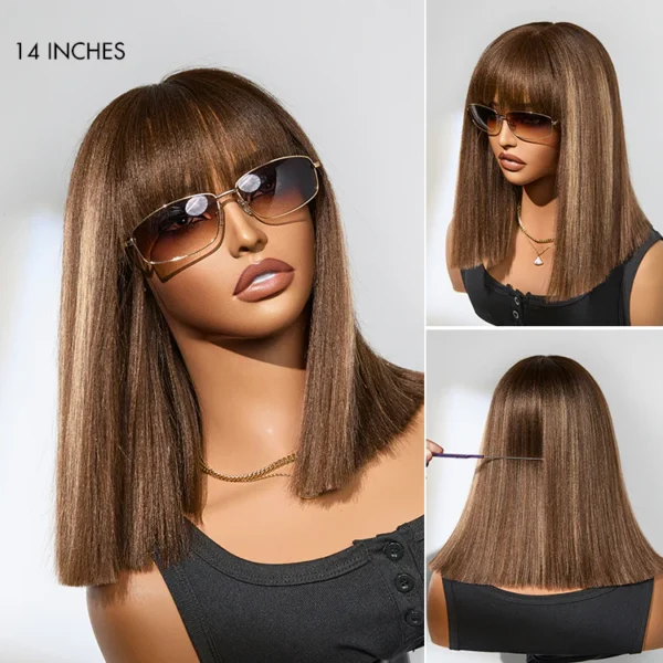 Put On and Go Realistic Glueless TRILL Bob with Bangs Minimalist Lace Wig 100% Human Hair