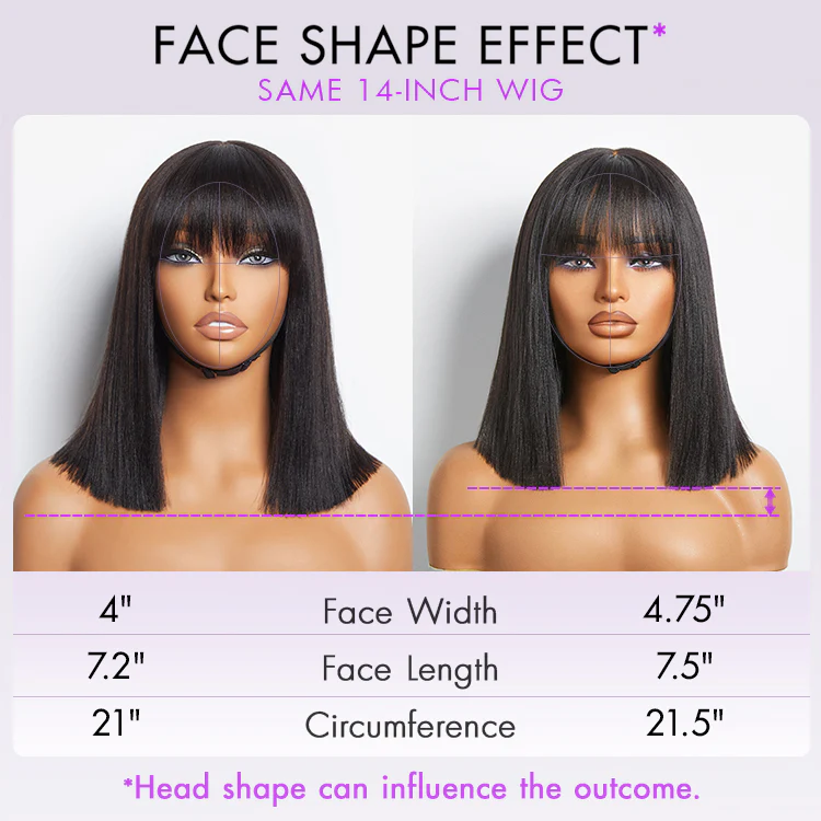 Put On and Go Realistic Glueless TRILL Bob with Bangs Minimalist Lace Wig 100% Human Hair - Image 2